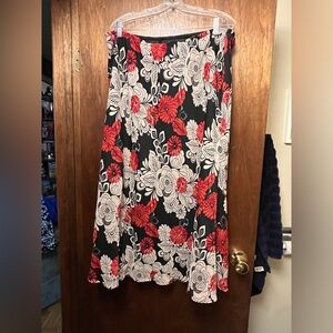 Lane Bryant Black and Red Floral A-Line Skirt
